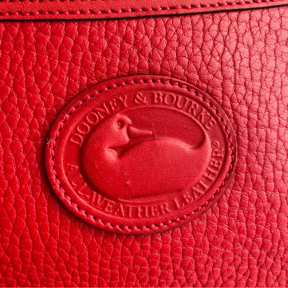 Dooney and Bourke awl Leather Red Saddle equestrian flap Crossbody bag - Picture 7 of 16